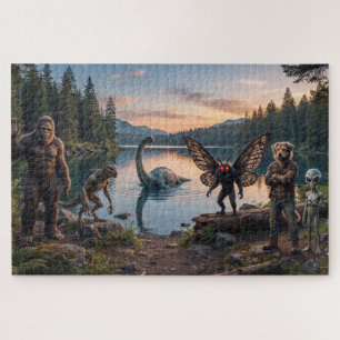 Cryptids   Bigfoot, Chupa, Mothman, Dogman Loch Jigsaw Puzzle