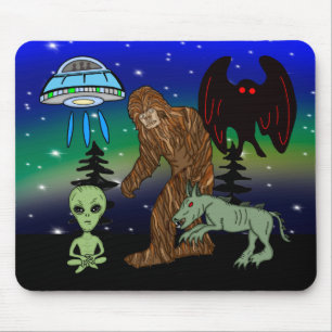 Cryptids, Bigfoot, Sasquatch, Mothman, Alien, UFO Mouse Pad