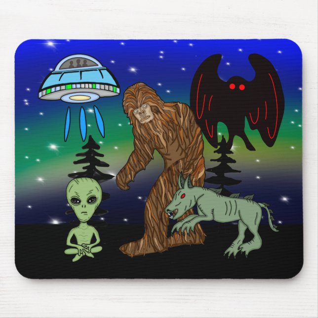 Cryptids, Bigfoot, Sasquatch, Mothman, Alien, UFO  Mouse Pad (Front)