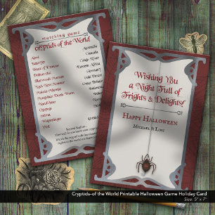 Cryptids–of the World Printable Halloween Game Holiday Card