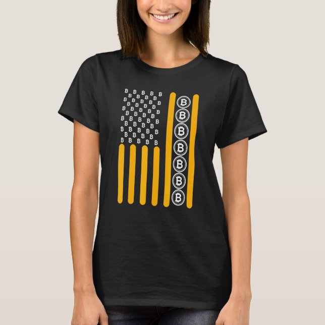 Crypto Bitcoin Cryptocurrency Blockchain Hodl Flag T-Shirt (Front)