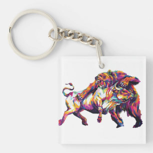 Crypto bull run or bear market multicolor  keychain