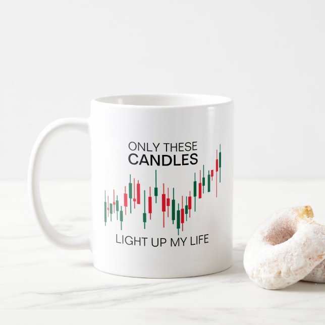 Crypto Candlesticks Personalized  Coffee Mug (With Donut)