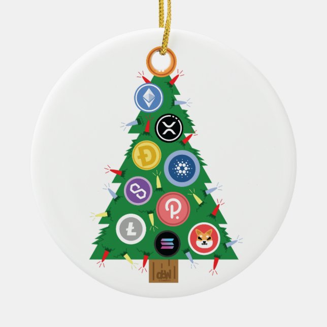 Crypto Christmas Tree Cryptocurrency Ornament  (Front)