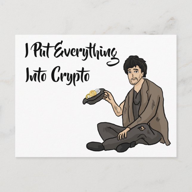 Crypto Currency Cautionary Tale Postcard (Front)
