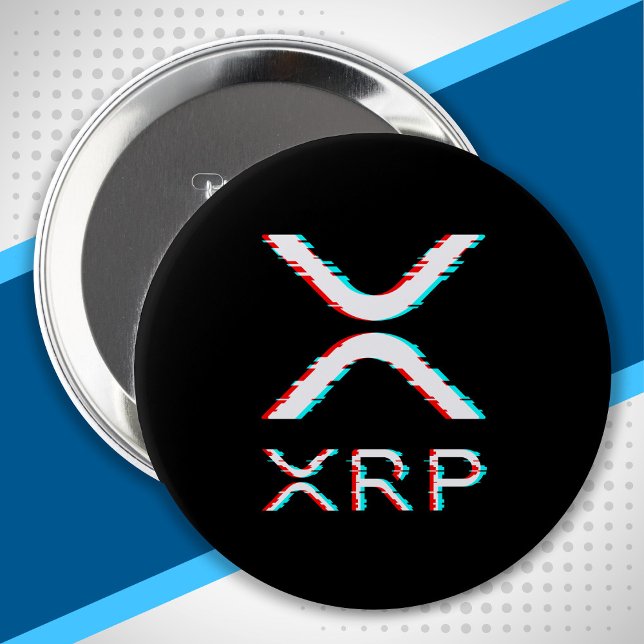 Crypto Currency - XRP Glitch - XRP Cryptocurrency 4 Inch Round Button (Creator Uploaded)