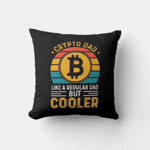 Crypto Dad Retro Sunset Throw Pillow