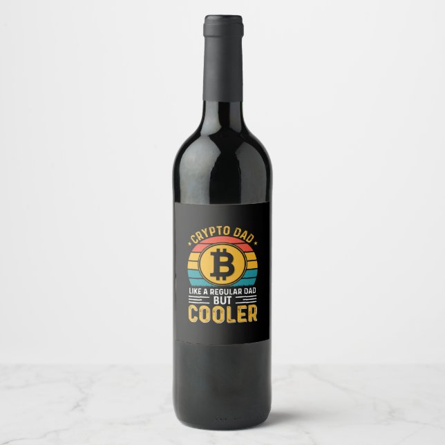 Crypto Dad Retro Sunset Wine Label (Front)