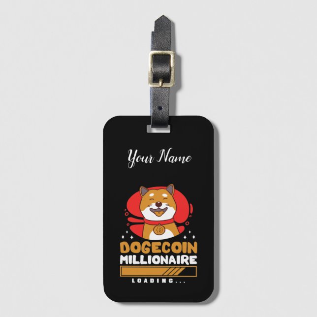Crypto DogeCoin Millionaire Loading Luggage Tag (Front Vertical)