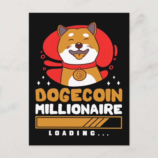 Crypto DogeCoin Millionaire Loading Postcard (Front)