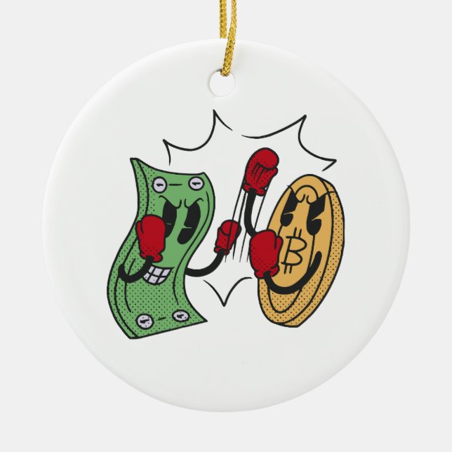 Crypto Fight Club Ceramic Ornament (Front)
