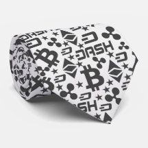 Crypto Gifts Black and White Pattern neck tie