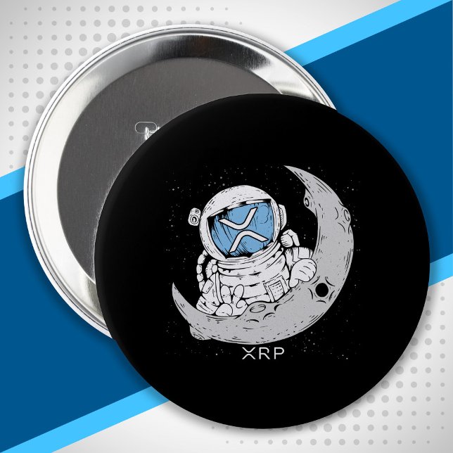 Crypto Meme XRP Cryptocurrency Cute Astronaut Moon 4 Inch Round Button (Creator Uploaded)