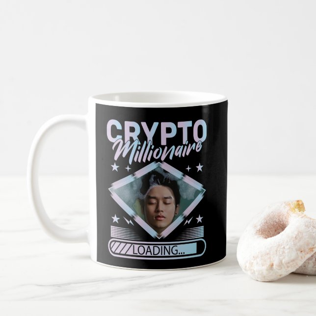 CRYPTO MILLIONAIRE LOADING CUSTOM PHOTO COFFEE MUG (With Donut)