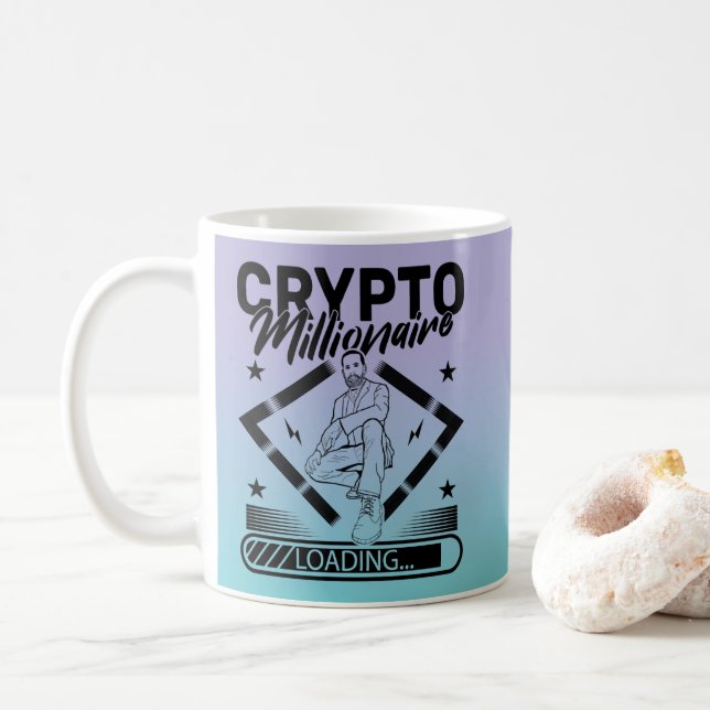 CRYPTO MILLIONAIRE LOADING - FUNNY CRYPTOCURRENCY COFFEE MUG (With Donut)