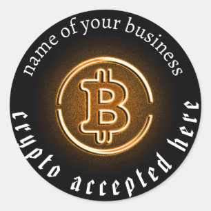 Crypto payments accepted door till btc classic round sticker