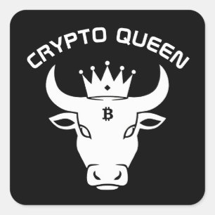 Crypto Queen Personalized Black Square Sticker