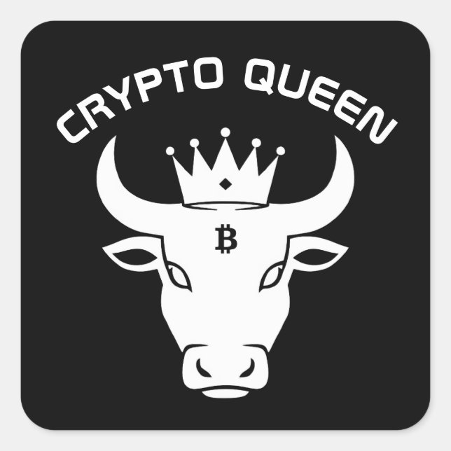 Crypto Queen Personalized Black Square Sticker (Front)
