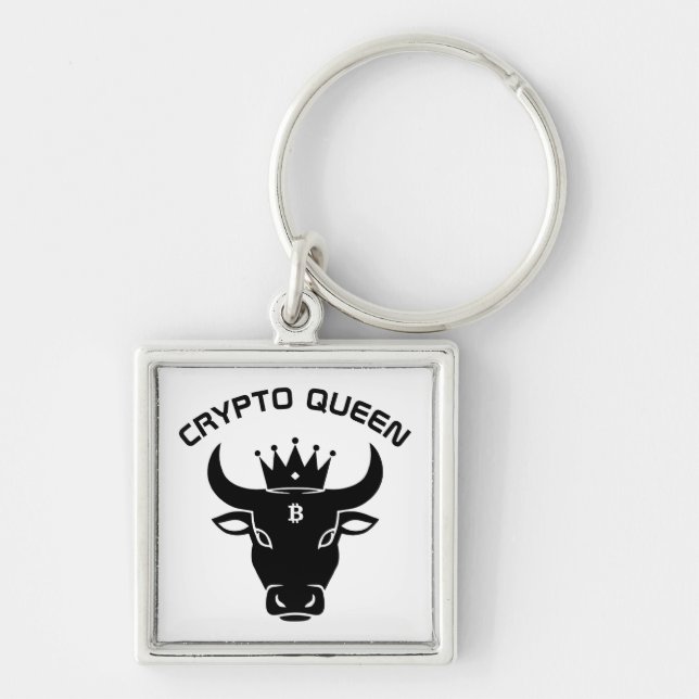 Crypto Queen Personalized White Keychain (Front)