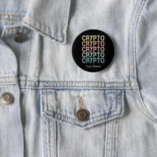 Crypto Retro Lettering Design For Cryptocurrency 2 Inch Round Button