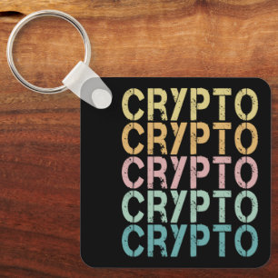 Crypto Retro Lettering Design For Cryptocurrency Keychain