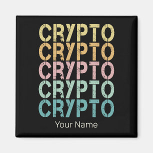 Crypto Retro Lettering Design For Cryptocurrency Magnet