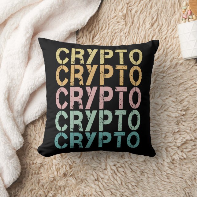 Crypto Retro Lettering Design For Cryptocurrency Throw Pillow (Blanket)
