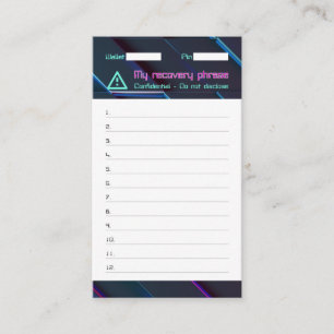 Crypto Wallet Password Recovery Seed Phrase 12 Business Card