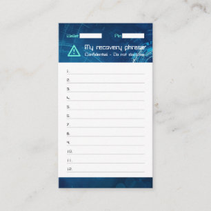 Crypto Wallet Sci-Fi Recovery Seed Phrase 12 Business Card