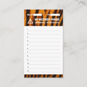 Crypto Wallet Tiger Recovery Seed Phrase 12 Business Card