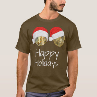 Cryptocurrencies Bitcoin Ethereum Santa Hat HAPPY T-Shirt