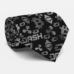 Cryptocurrencies Black &White Pattern Neck Tie