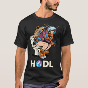 Cryptocurrency Aave HODL Space Man On Toilet Merch T-Shirt