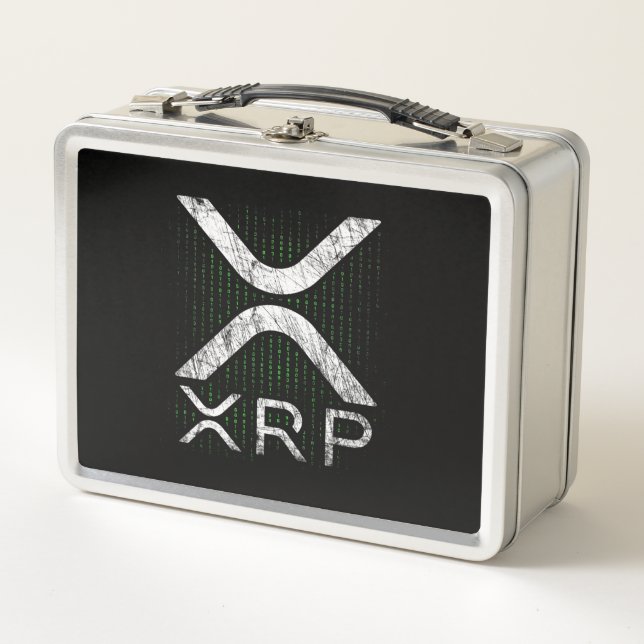 Cryptocurrency Binary Code XRP Hodlers Crypto Meme Metal Lunch Box (Front)