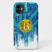 Cryptocurrency Bitcoin and Circuit Board