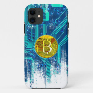 Cryptocurrency Bitcoin and Circuit Board  iPhone 11 Case