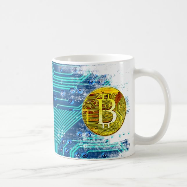 Cryptocurrency Bitcoin and Circuit Board  Coffee Mug (Right)