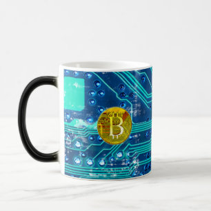 Cryptocurrency Bitcoin and Circuit Board Magic Mug
