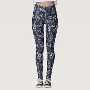 Cryptocurrency Blue Money Pattern Leggings