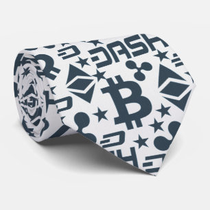 Cryptocurrency Blue & White Pattern Neck Tie