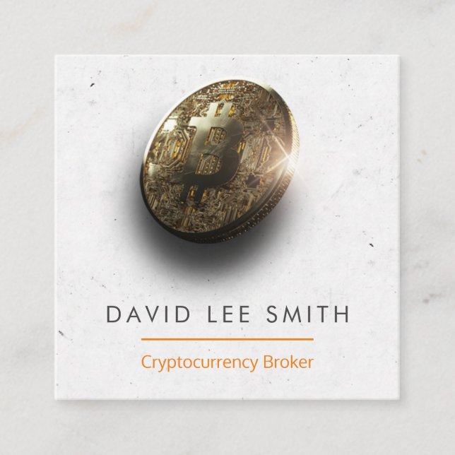 Cryptocurrency Broker Square Business Card (Front)