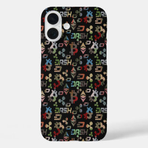 Cryptocurrency Colourful Digital Money Pattern iPhone 16 Plus Case