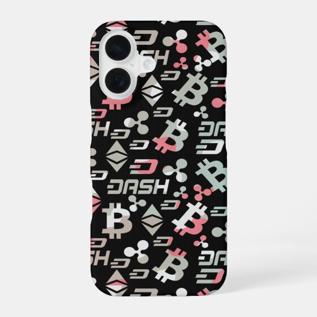 Cryptocurrency Colourful Digital Money Pattern iPhone 16 Case (Back)