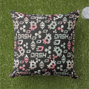 Cryptocurrency Colourful Money Pattern Outdoor Pillow