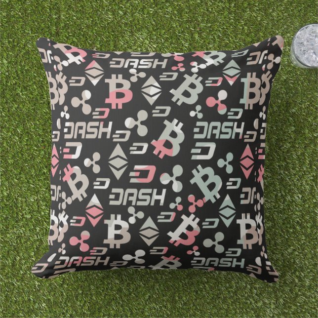 Cryptocurrency Colourful Money Pattern Outdoor Pillow (Grass)