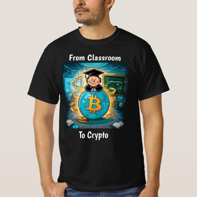 Cryptocurrency Graduation Personalized Black T-Shirt (Front)