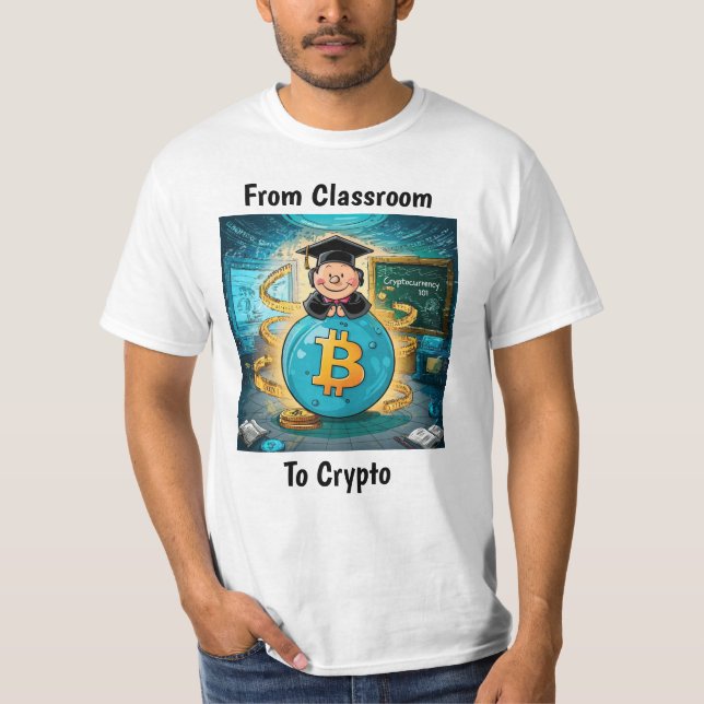 Cryptocurrency Graduation Personalized White T-Shirt (Front)