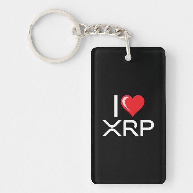 Cryptocurrency I Love XRP Crypto Quote Cute Heart Keychain (Front)