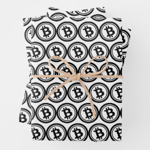 Cryptocurrency pattern with bitcoin wrapping paper sheet