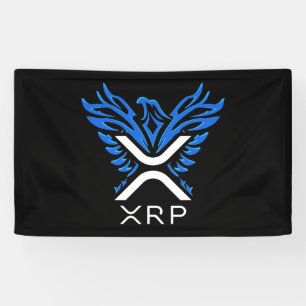 Cryptocurrency XRP Crypto Logo Blue Rising Phoenix Banner